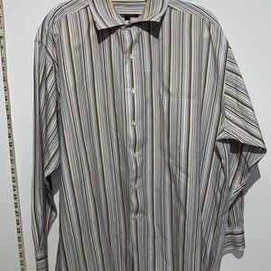 BCBG Attitude Men's Stripes Button-Down Long Sleeves Dress Shirt Multicolor Size
